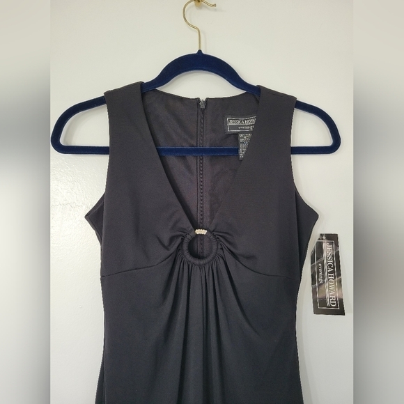 NWT Jessica Howard Evenings Black Formal Sleeveless Maxi Slit Dress Size 4 - Picture 7 of 8